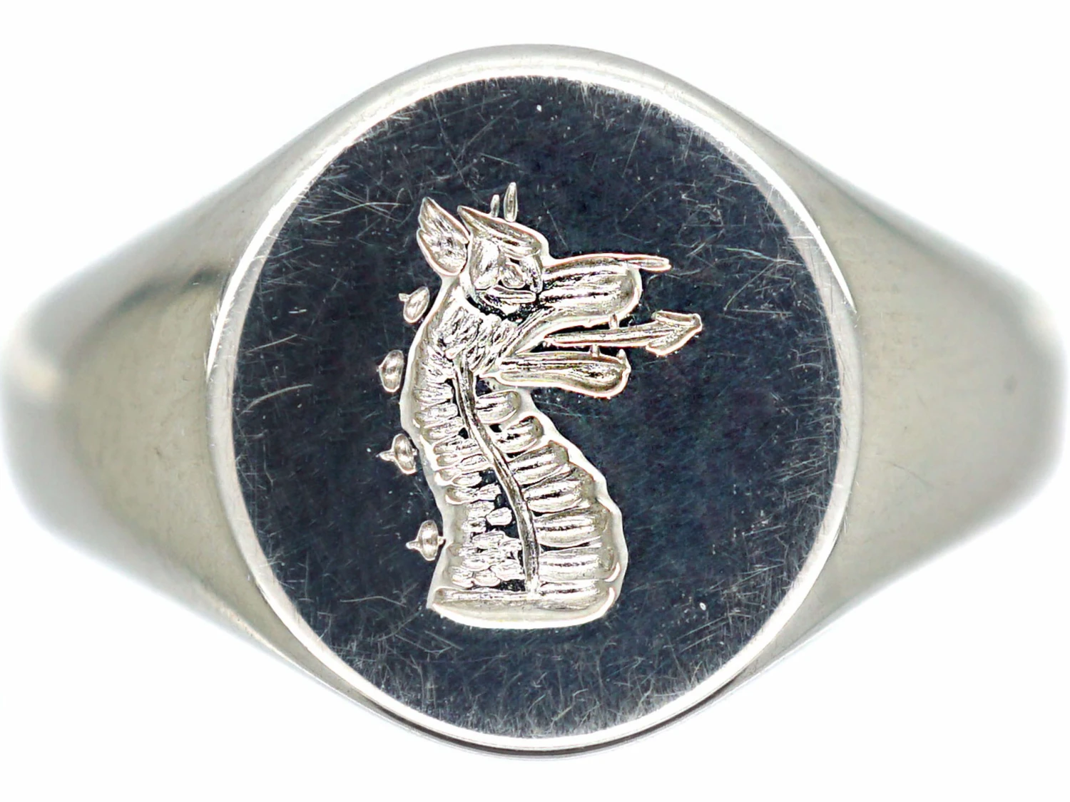 18ct White Gold Signet Ring With Intaglio Of A Griffin 3 18ct White Gold Signet Ring With Intaglio Of A Griffin