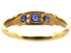 Victorian 18ct Gold, Sapphire & Diamond Boat Shaped Ring -Antique Jewellery Company 8074ebfb dsc00146 scaled 1