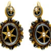 Banded Onyx & Pearl Drop Victorian Earrings