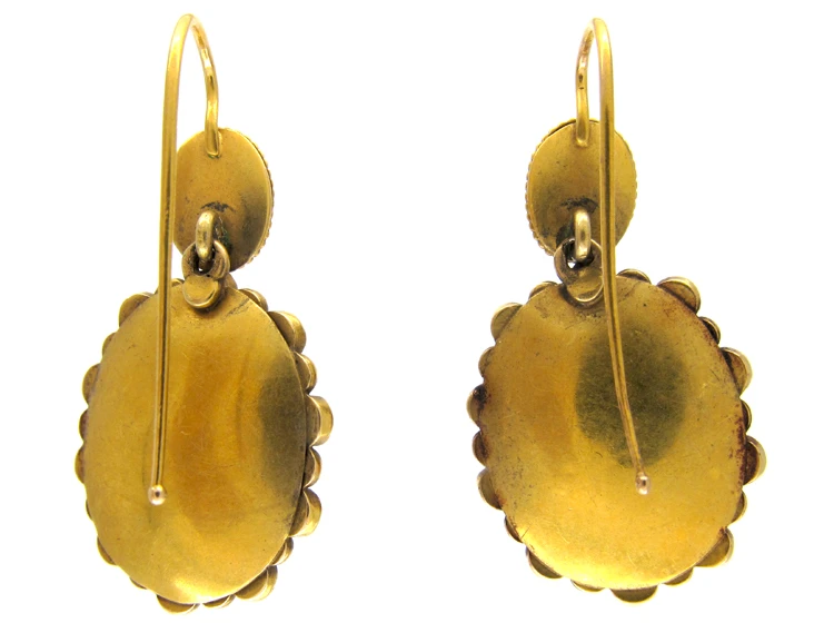 Banded Onyx & Pearl Drop Victorian Earrings 4 Banded Onyx & Pearl Drop Victorian Earrings - Image 2