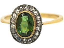 Edwardian 18ct Gold, Green Tourmaline & Rose Diamond Oval Cluster Ring 15 Edwardian 18ct Gold, Green Tourmaline & Rose Diamond Oval Cluster Ring -Antique Jewellery Company 824ba736 dsc01309 scaled 1