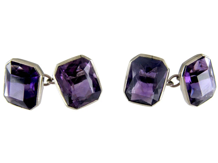 Amethyst 9ct White Gold Cufflinks 3 Amethyst 9ct White Gold Cufflinks