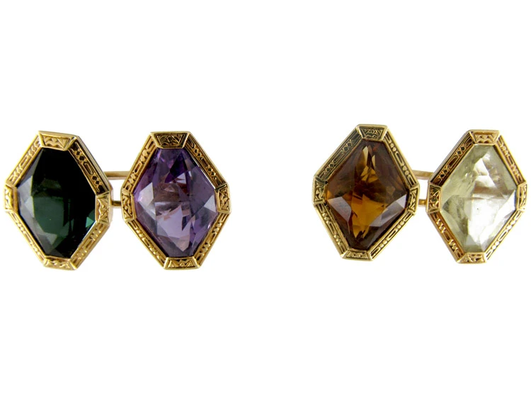 Gold Multistone Cufflinks 3 Gold Multistone Cufflinks