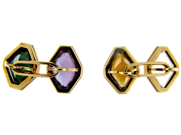 Gold Multistone Cufflinks 4 Gold Multistone Cufflinks - Image 2