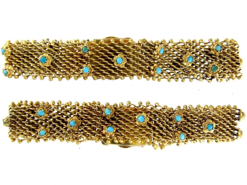 Pair Of Georgian 18ct Gold Mesh Bracelets 6 Pair Of Georgian 18ct Gold Mesh Bracelets - Image 4