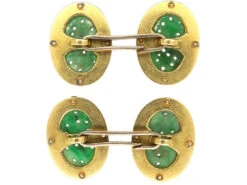 Art Deco 18ct Gold, Jade & White Enamel Oval Cufflinks -Antique Jewellery Company 847b978a dsc08318