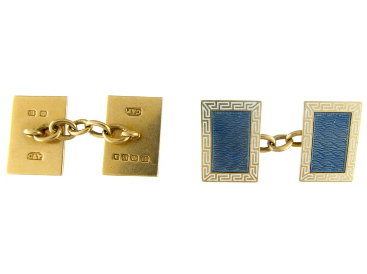 Blue & White Enamel 18ct Gold Cufflinks By Cropp & Farr 5 Blue & White Enamel 18ct Gold Cufflinks By Cropp & Farr - Image 3