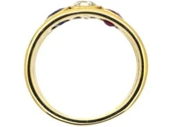 Retro 18ct Gold, Red, White & Blue Gem Set Ring -Antique Jewellery Company 873f740f vintage three stone sapphire diamond ruby 18ct gold ring2 scaled 1