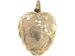 Victorian 9ct Gold Back & Front Three Part Heart Shaped Locket