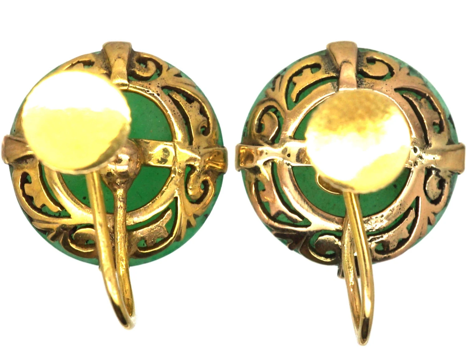 Art Deco 18ct Gold Jade Earrings 4 Art Deco 18ct Gold Jade Earrings - Image 2