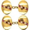 Edwardian 18ct Gold Cufflinks Set With Rubies & Diamonds -Antique Jewellery Company 88bdcd91 dsc05015