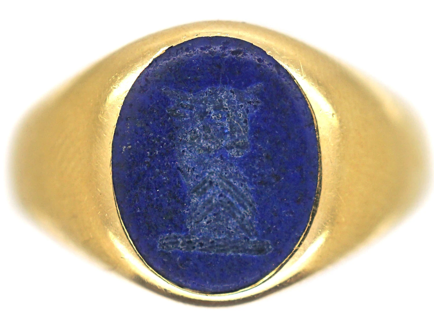 Edwardian 18ct Gold & Lapis Lazuli Signet Ring Of A Bull 3 Edwardian 18ct Gold & Lapis Lazuli Signet Ring Of A Bull