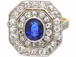 Art Deco 18ct Gold & Platinum, Sapphire & Diamond Octagonal Shaped Ring -Antique Jewellery Company 8978fde0 dsc01836 scaled 1