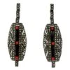 Art Deco Marcasite Silver Onyx & Coral Earrings 2 Art Deco Marcasite Silver Onyx & Coral Earrings -Antique Jewellery Company 8a1279629587 487