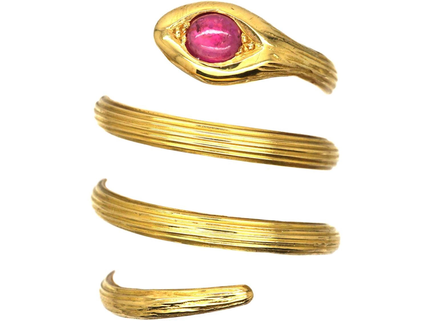 Belle Epoque 18ct Gold Wide Coily Snake Ring Set With A Ruby 3 Belle Epoque 18ct Gold Wide Coily Snake Ring Set With A Ruby