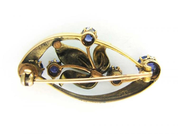 Art Nouveau Sapphire & Enamel Brooch 4 Art Nouveau Sapphire & Enamel Brooch - Image 2