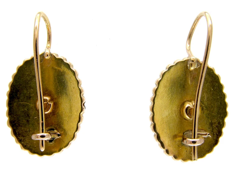 Vitorian 15ct Gold Oval Diamond Set Earrings 4 Vitorian 15ct Gold Oval Diamond Set Earrings - Image 2