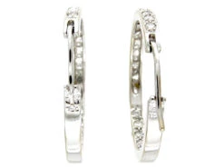 Diamond 18ct White Gold Hoop Earrings -Antique Jewellery Company 8c
