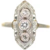Art Deco 14ct Yellow & White Gold Three Stone Diamond Ring
