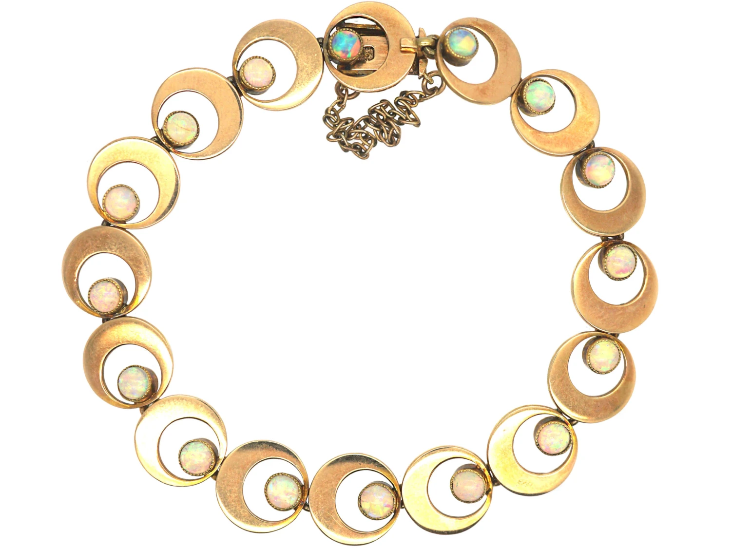 Edwardian 15ct Gold & Opal Interlinked Circles Bracelet 3 Edwardian 15ct Gold & Opal Interlinked Circles Bracelet