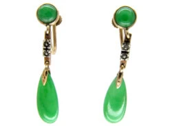 Jade Drop Gold Earrings