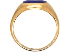 9ct Gold & Lapis Lazuli Signet Ring With Intaglio Of A Cow & Crosses -Antique Jewellery Company 926b4981 dsc07247