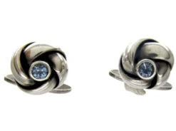 Silver Knot Cufflinks Set With Sapphires