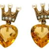 Heart Shape Citrine & Pearl Gold Earrings 2 Heart Shape Citrine & Pearl Gold Earrings -Antique Jewellery Company 93a