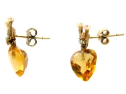 Heart Shape Citrine & Pearl Gold Earrings -Antique Jewellery Company 93c