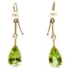 Peridot & Natural Pearl Drop Earrings -Antique Jewellery Company 95a