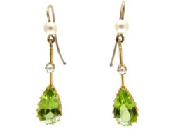 Peridot & Natural Pearl Drop Earrings