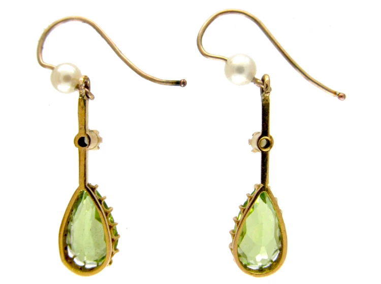 Peridot & Natural Pearl Drop Earrings 4 Peridot & Natural Pearl Drop Earrings - Image 2