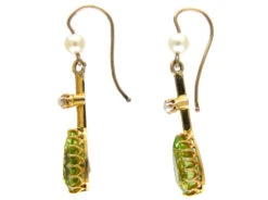Peridot & Natural Pearl Drop Earrings 7 Peridot & Natural Pearl Drop Earrings -Antique Jewellery Company 95c