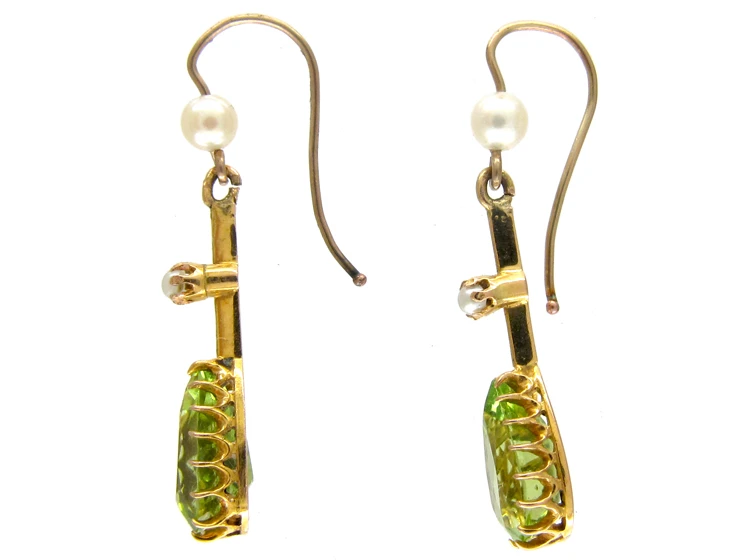 Peridot & Natural Pearl Drop Earrings 5 Peridot & Natural Pearl Drop Earrings - Image 3