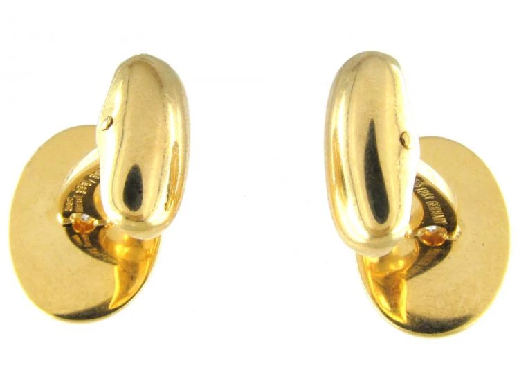 Two Colour Blue Enamel & Gold Oval Cufflinks 6 Two Colour Blue Enamel & Gold Oval Cufflinks - Image 4