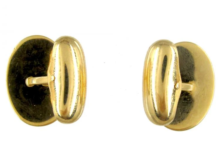 Two Colour Blue Enamel & Gold Oval Cufflinks 7 Two Colour Blue Enamel & Gold Oval Cufflinks - Image 5