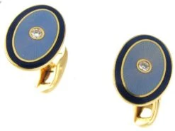 Two Colour Blue Enamel & Gold Oval Cufflinks 13 Two Colour Blue Enamel & Gold Oval Cufflinks -Antique Jewellery Company 95f