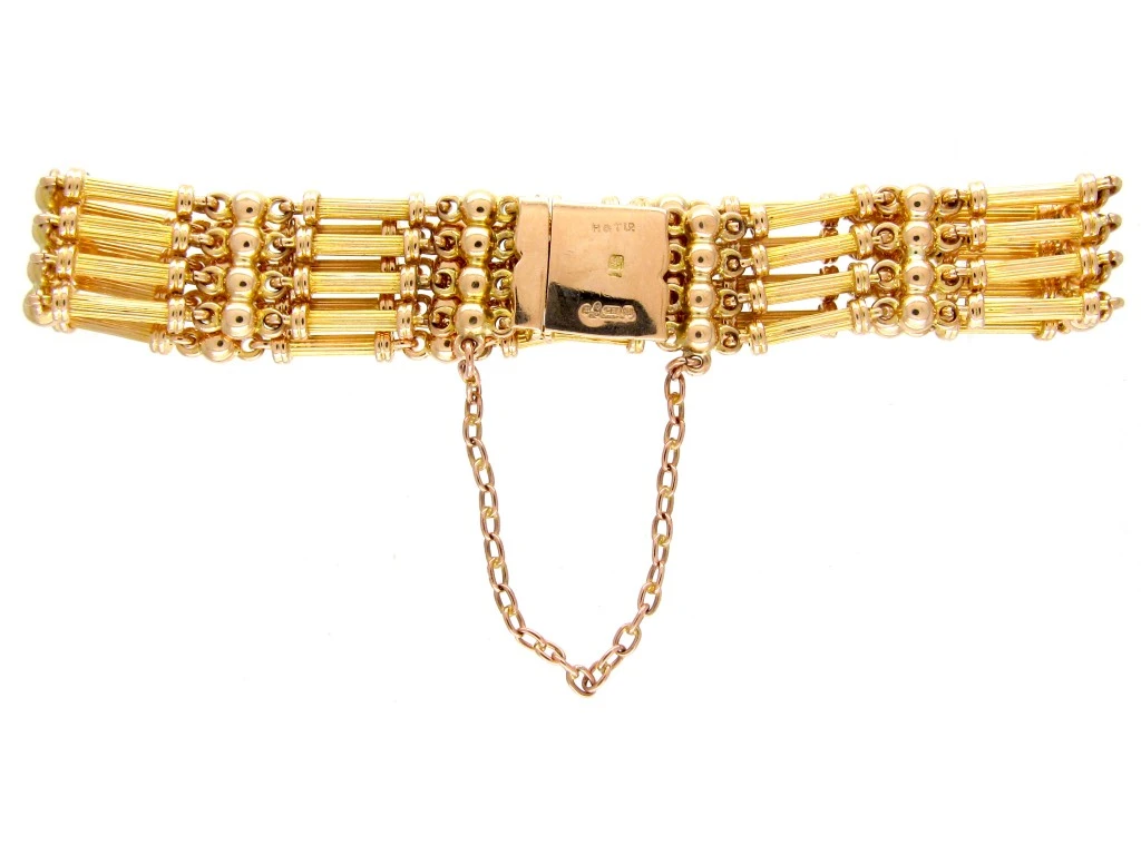 15ct Gold Edwardian Gate Bracelet 4 15ct Gold Edwardian Gate Bracelet - Image 2