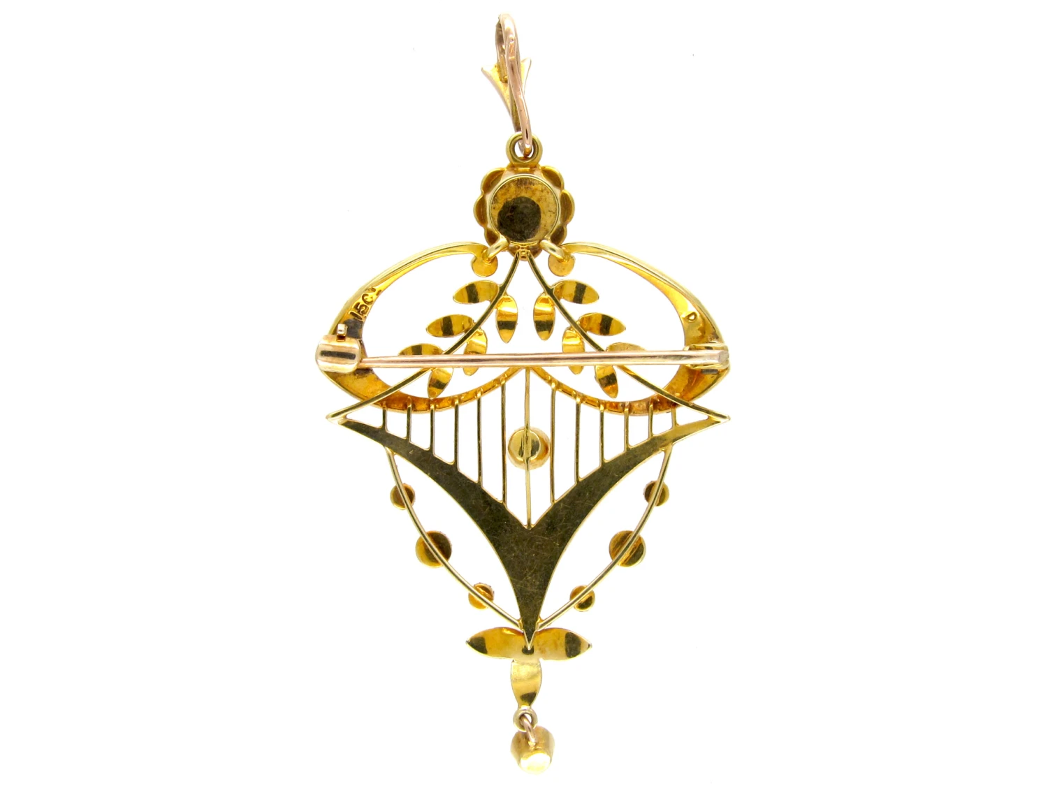 Belle Epoque 15ct Gold & Split Pearls Pendant 4 Belle Epoque 15ct Gold & Split Pearls Pendant - Image 2