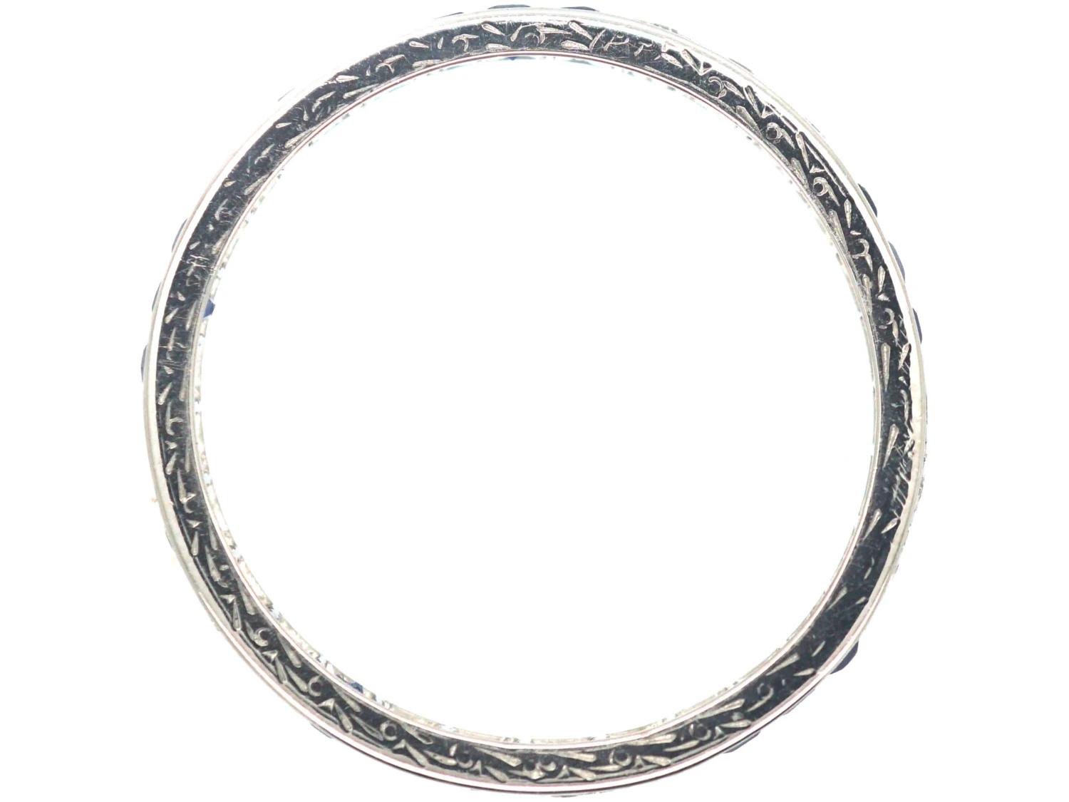 Art Deco Platinum, Sapphire & Diamond Narrow Eternity Ring 6 Art Deco Platinum, Sapphire & Diamond Narrow Eternity Ring - Image 4