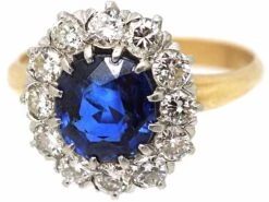 1930s 18ct Gold, Sapphire & Diamond Oval Cluster Ring -Antique Jewellery Company 97924f0f dsc09922 scaled 1