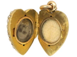 Edwardian 15ct Gold Diamond & Natural Split Pearl Pave Set Heart Locket -Antique Jewellery Company 97b687a6 dsc00107