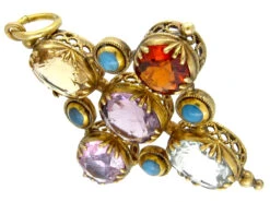 Georgian Harlequin Stones Pendant 11 Georgian Harlequin Stones Pendant -Antique Jewellery Company 97e