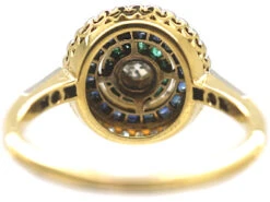 Art Deco 18ct Gold & Platinum, Diamond Emerald & Sapphire Target Ring 13 Art Deco 18ct Gold & Platinum, Diamond Emerald & Sapphire Target Ring -Antique Jewellery Company 97ea0567 dsc05867 scaled 1