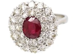 Retro 18ct White Gold, Ruby And Diamond Double Row Cluster Ring -Antique Jewellery Company 99af8735 dsc05903 scaled 1