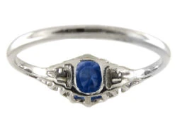Diamond & Sapphire Art Deco Ring 7 Diamond & Sapphire Art Deco Ring -Antique Jewellery Company 9 c