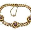Edwardian 15ct Gold Curb & Knot Bracelet Set With Almandine Garnets -Antique Jewellery Company 9a