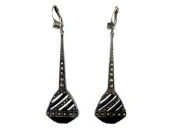 Art Deco Silver & Enamel Drop Earrings