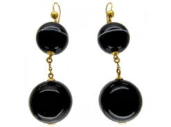 Victorian Onyx Ball Drop Earrings