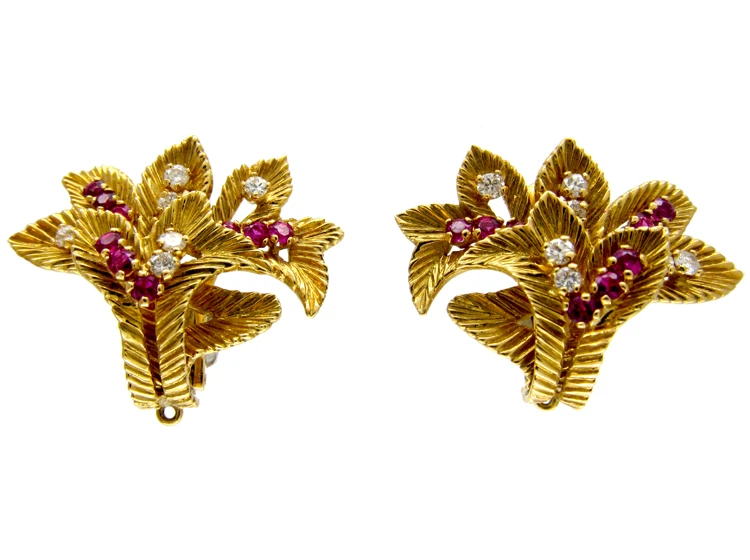 Ruby & Diamond Earclips 3 Ruby & Diamond Earclips